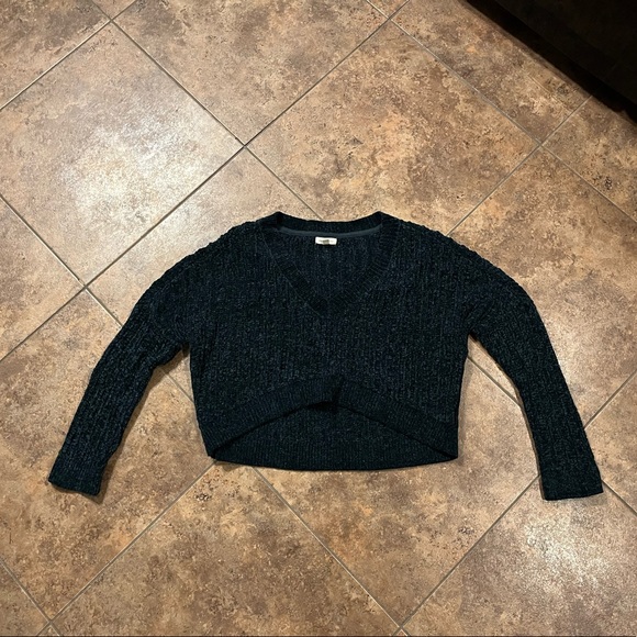 Anthropologie Silence + Noise Chenille Vneck Cropped Sweater Size S - Picture 2 of 6